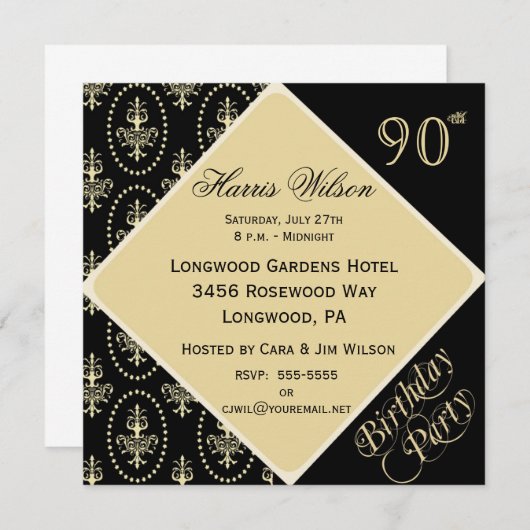 90e-99e anniversaire Invitations (Devant / Derrière)