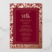 90e aangepaste verjaardagsfeest textured Elegant Folie Uitnodiging (Voorkant)