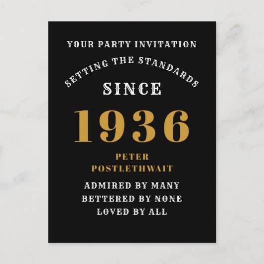 90e Anniversaire 1936 Invitation Or Noir (Devant)