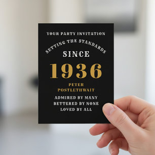 90e anniversaire 1936 Invitation Or Noir