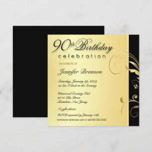 90e anniversaire Adulte - Élégant Invitation de la