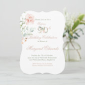 90e anniversaire Aquarelle Rose Invitation rose (Debout devant)