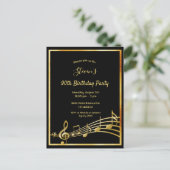 90e anniversaire Black gold music notes invitation (Debout devant)