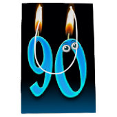 90e Anniversaire Bougies Moyenne Sac Cadeau (Devant)
