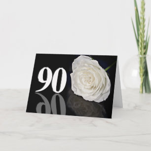 90e Anniversaire Carte avec une rose blanche class