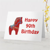 90e Anniversaire Carte Cheval Rouge Dala (Fleur jaune)