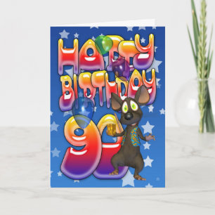 90e Anniversaire Carte mignonne avec petite souris