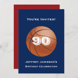 90e anniversaire de fête Invitation Basketball