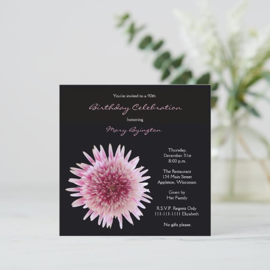 90e anniversaire de fête Invitation Gorgeous Gerbe (Debout devant)