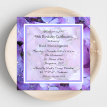 90e anniversaire de fête Invitation Purple Hydrang