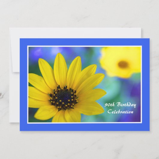90e anniversaire de fête Invitation tournesol (Devant)