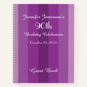 90e Anniversaire de la fête Livre d'invités Purp