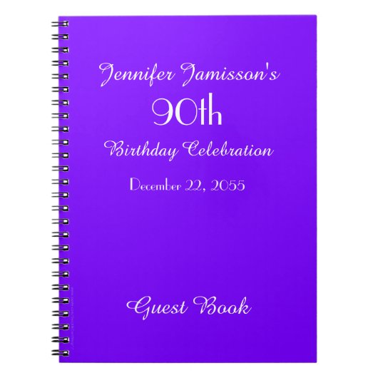 90e anniversaire de la fête Livre d'invités Purple (Devant)