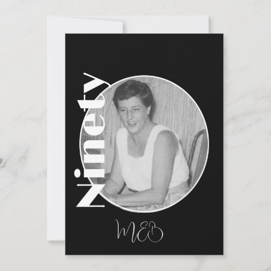 90e anniversaire Elegant Photo Invitation (Devant)