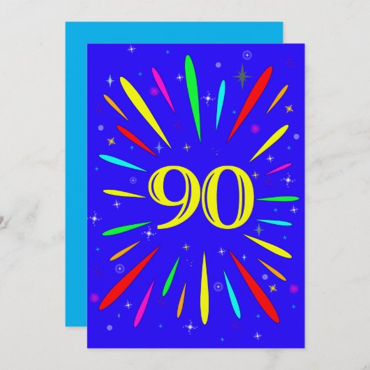 90e anniversaire Fête Invitation Explosion (Devant / Derrière)