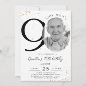 90e anniversaire Gold Invitation Card Photo (Devant)