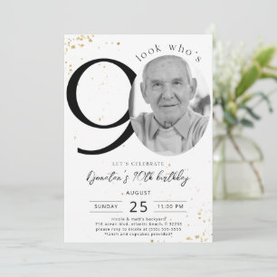 90e anniversaire Gold Invitation Card Photo