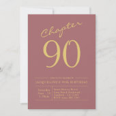 90e anniversaire Gold Pink Invitation (Devant)