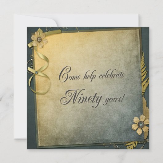 90e anniversaire Invitation à l'ancienne (Devant)