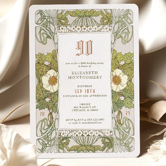 90e anniversaire Invitation Art nouveau par Mucha