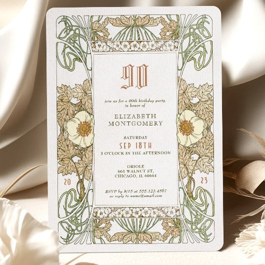90e anniversaire Invitation Art nouveau par Mucha