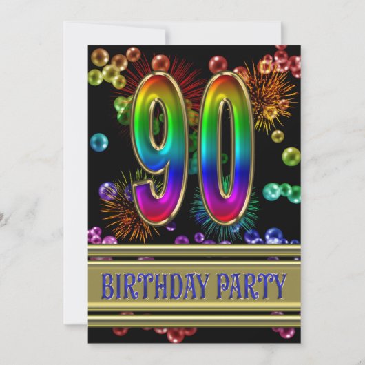 90e anniversaire Invitation avec bulles (Devant)
