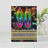 90e anniversaire Invitation avec bulles (Debout devant)