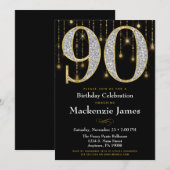 90e anniversaire Invitation Black Gold Diamonds Ad (Devant / Derrière)