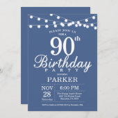 90e anniversaire Invitation Bleu (Devant / Derrière)