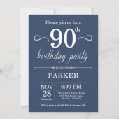 90e anniversaire Invitation Blue (Devant)