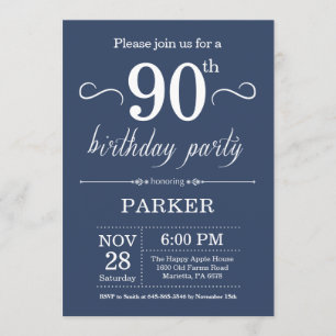 90e anniversaire Invitation Blue