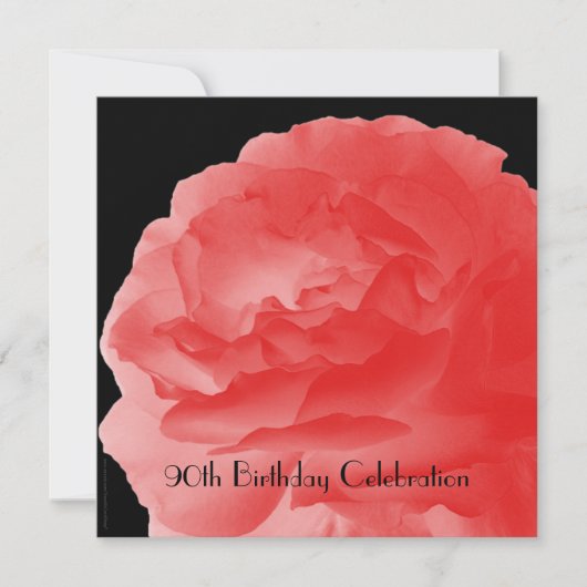 90e anniversaire Invitation Célébration Rose corai (Devant)
