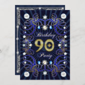 90e anniversaire invitation de fête avec des masse (Devant / Derrière)