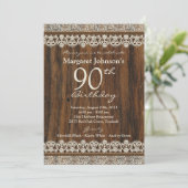 90e anniversaire Invitation | Dentelle en bois rus (Debout devant)