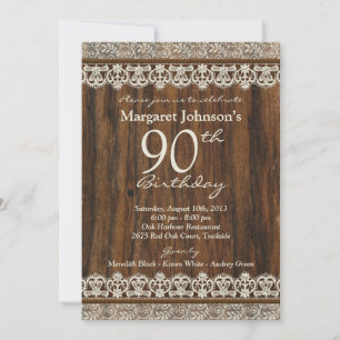 90e anniversaire Invitation   Dentelle en bois rus