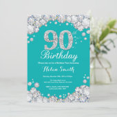 90e anniversaire Invitation Diamant Turquoise et a (Debout devant)