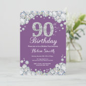 90e anniversaire Invitation Diamant violet et arge (Debout devant)