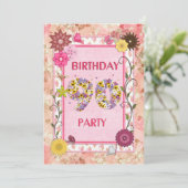 90e anniversaire invitation fête avec cadre fleuri (Debout devant)