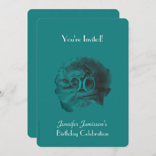 90e anniversaire Invitation fête Rose Turquoise