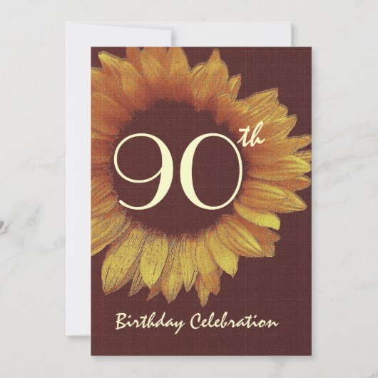 90e anniversaire Invitation Gold Sunflower (Devant)