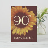 90e anniversaire Invitation Gold Sunflower (Debout devant)