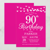 90e anniversaire Invitation Hot Pink (Devant / Derrière)
