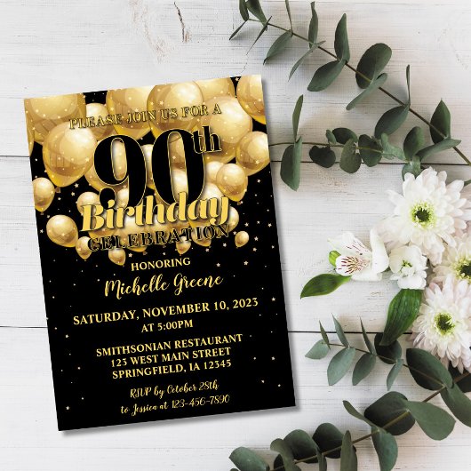 90e anniversaire Invitation, Invitation d'annivers