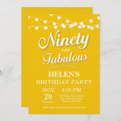 90e anniversaire Invitation Jaune Fabuleux (Devant / Derrière)