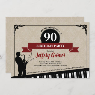 90e anniversaire invitation Jazz music thème