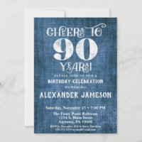 90e anniversaire Invitation Linen Bleu Bravo rusti