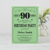 90e anniversaire Invitation noir et vert (Debout devant)