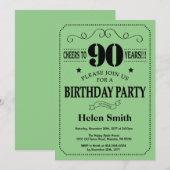 90e anniversaire Invitation noir et vert (Devant / Derrière)