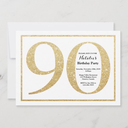 90e anniversaire Invitation Parties scintillant d' (Devant)