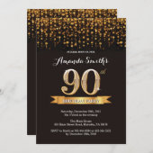 90e anniversaire Invitation Parties scintillant no (Devant / Derrière)